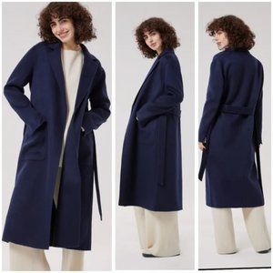 NWT NAP Loungewear Navy Wool/Cashmere Wrap Coat, Size M